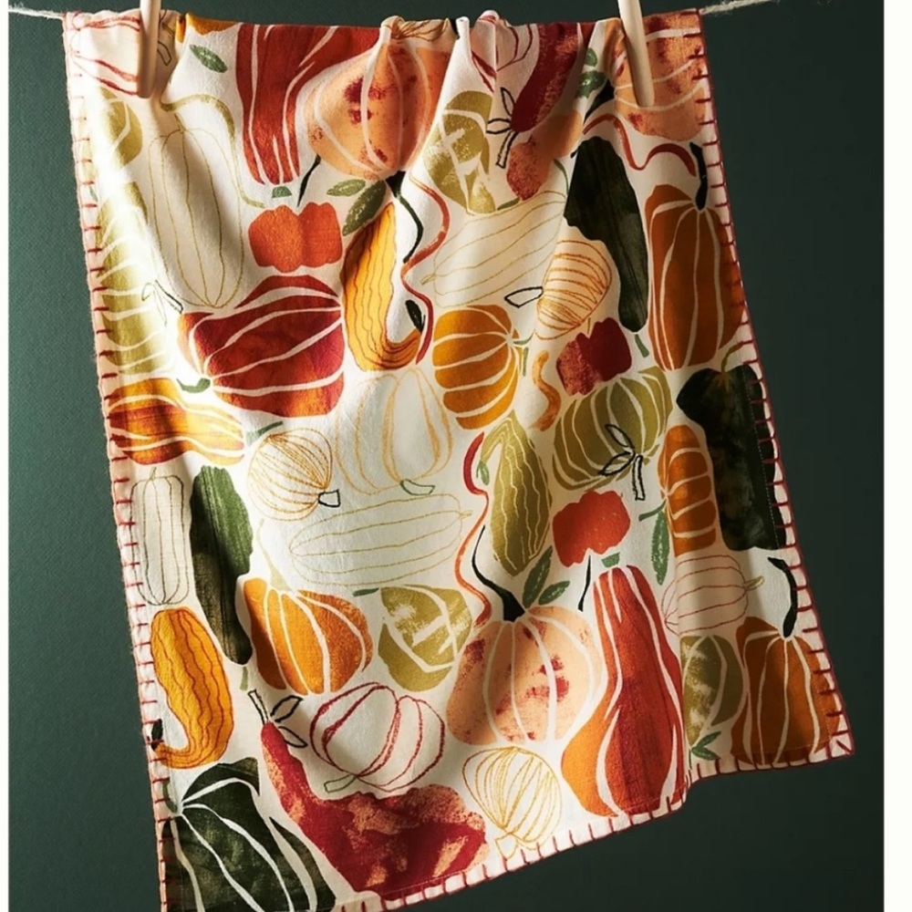 Anthropologie Pumpkin Harvest Dish Towel NWT